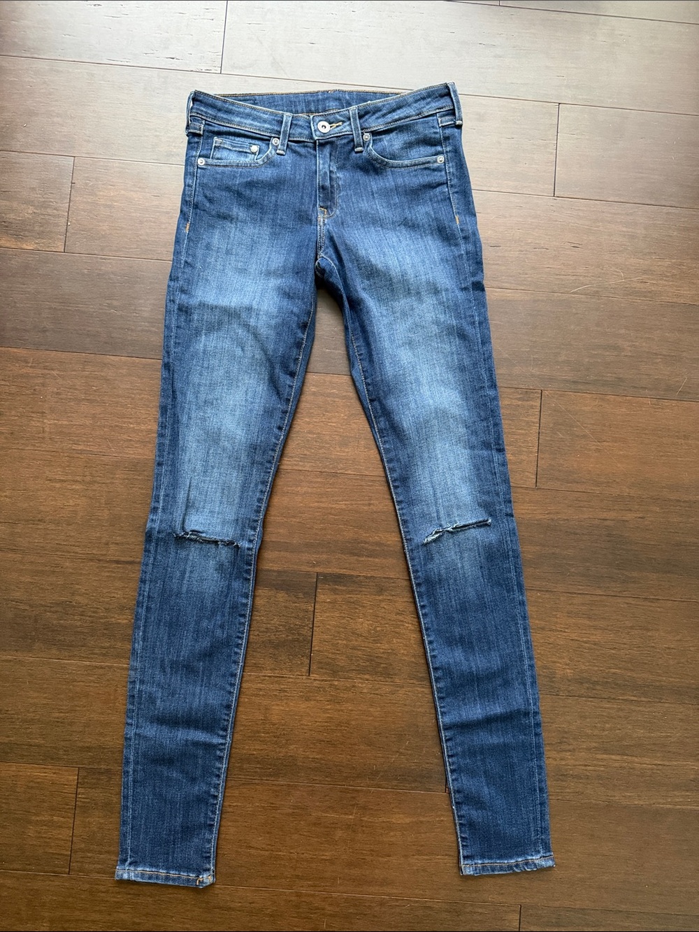 H&M Blue Skinny Jeans with Knee Slits